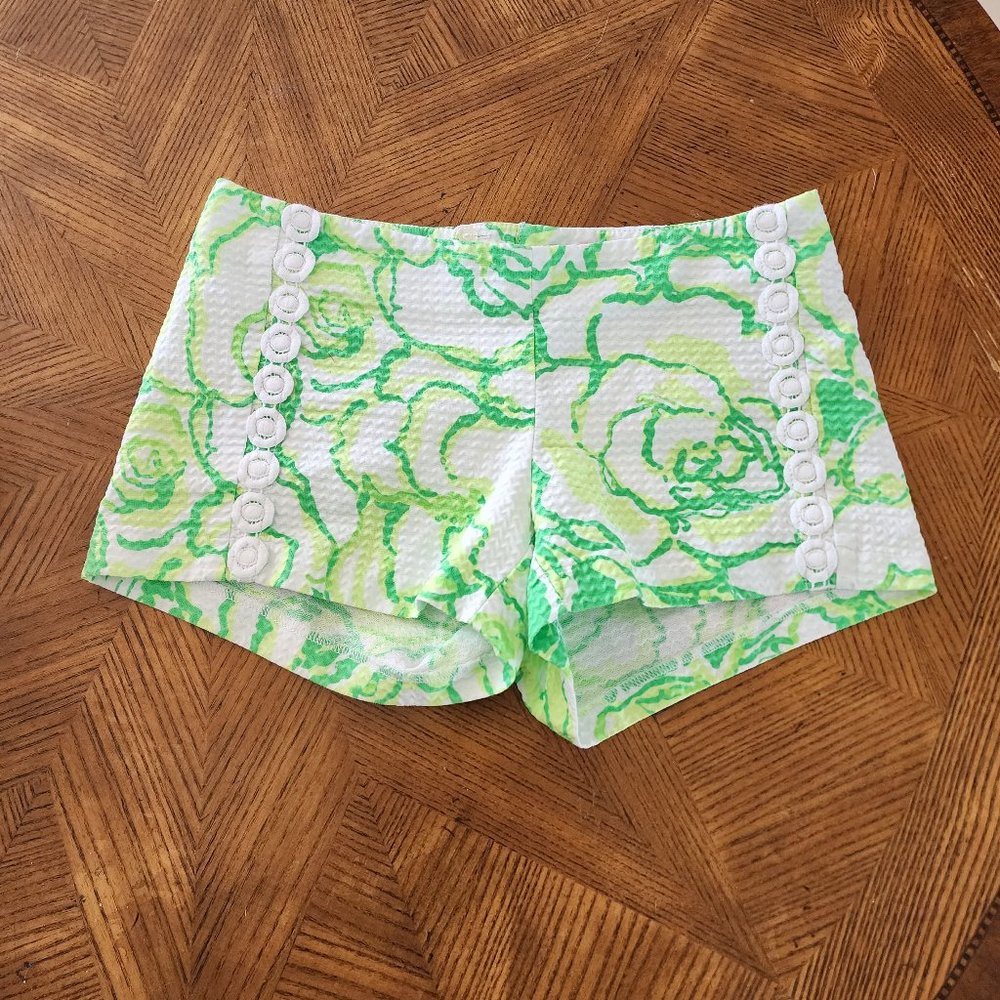 Lilly Pulitzer Liza Heartbreaker Resort White Green Short - Size 0